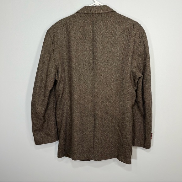 Woolrich Blazer Sport Coat Mens 44L Brown 2 Button Pure Wool Herringbone - Picture 2 of 12